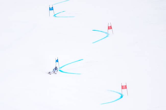 2026.02.14 - Jogos Olímpicos de Inverno Milão-Cortina 2026 – Bórmio – Lucas Pinheiro Braathen durante a prova do slalom gigante. Foto: Rafael Bello/COB